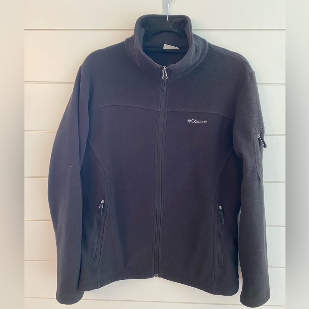 Columbia Womens Black Fleece Full Zip Jacket Outdoorsy Hiking Cozycore Normcore